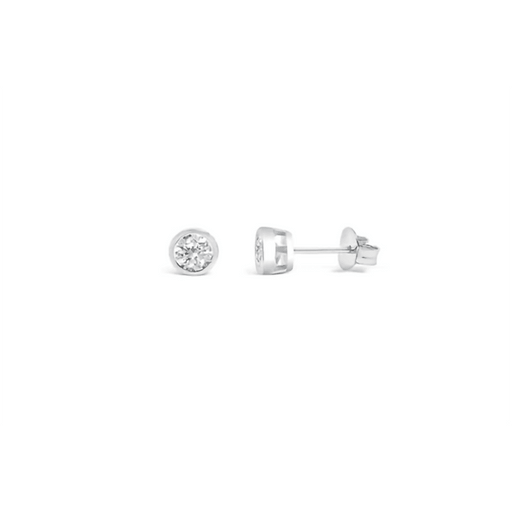 Stia : 1CT CZ Bezel Stud Earrings in Silver -