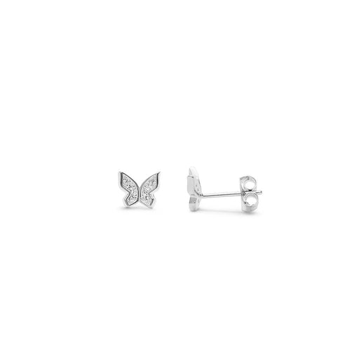 Stia : Butterfly Earrings Silver Pavé -
