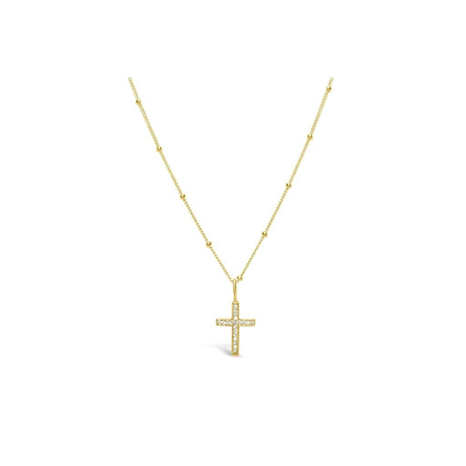 Stia : Charm & Chain Necklace Pavé Cross in Gold Plating - Stia : Charm & Chain Necklace Pavé Cross in Gold Plating