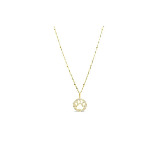 Stia : Charm & Chain Necklace Pavé Paw in Gold Plating - Stia : Charm & Chain Necklace Pavé Paw in Gold Plating