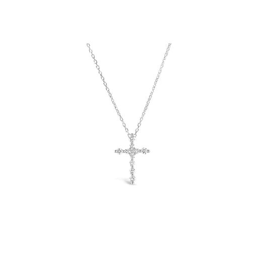 Stia : Charm & Chain Necklace Prong Cross in Silver - Stia : Charm & Chain Necklace Prong Cross in Silver