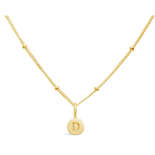 Stia : Love Letter "D" Mini Disk Necklace in Gold - Stia : Love Letter "D" Mini Disk Necklace in Gold
