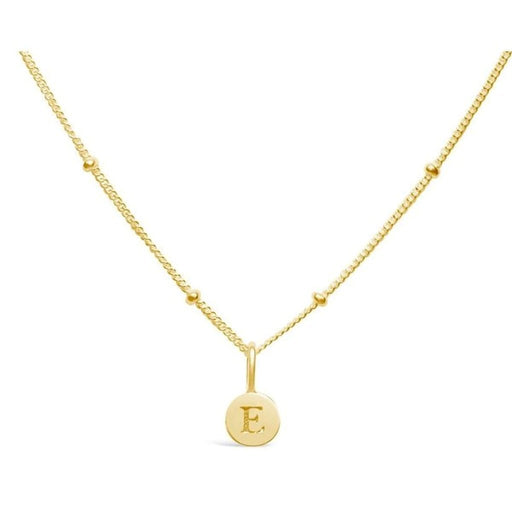 Stia : Love Letter "E" Mini Disk Necklace in Gold - Stia : Love Letter "E" Mini Disk Necklace in Gold