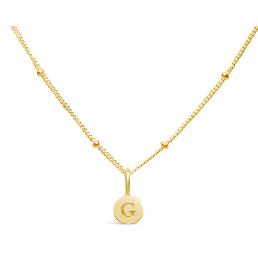 Stia : Love Letter "G" Mini Disk Necklace in Gold - Stia : Love Letter "G" Mini Disk Necklace in Gold
