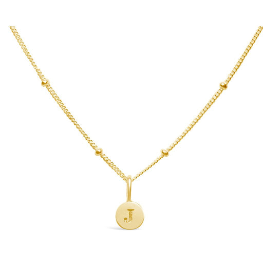 Stia : Love Letter "J" Mini Disk Necklace in Gold - Stia : Love Letter "J" Mini Disk Necklace in Gold