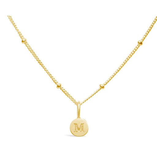 Stia : Love Letter "M" Mini Disk Necklace in Gold - Stia : Love Letter "M" Mini Disk Necklace in Gold