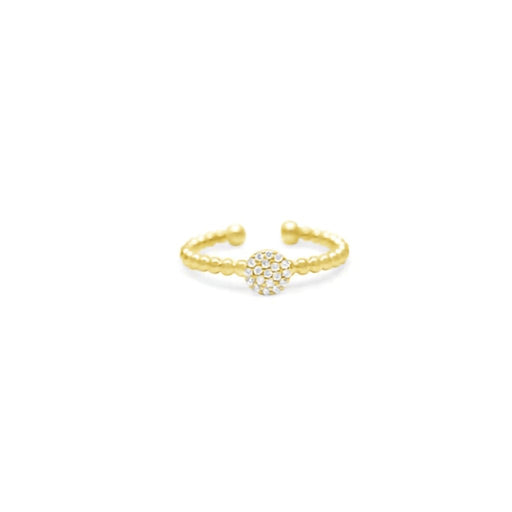 Stia : Pavé Disk Droplet Wire Ring in Gold Plating -