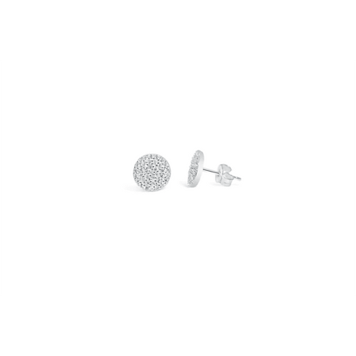 Stia : Pretty Party Earring Pavé Disk Stud in Silver -