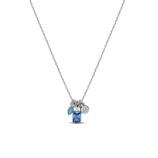 Stia : Trickle Down Turq - Bezel Cluster Necklace in Silver - Stia : Trickle Down Turq - Bezel Cluster Necklace in Silver