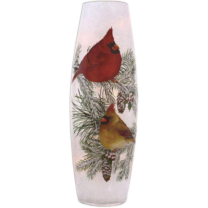 Stony Creek: Christmas Cardinals Lighted Glass Vase 11.75" - Stony Creek: Christmas Cardinals Lighted Glass Vase 11.75" - Annies Hallmark and Gretchens Hallmark, Sister Stores