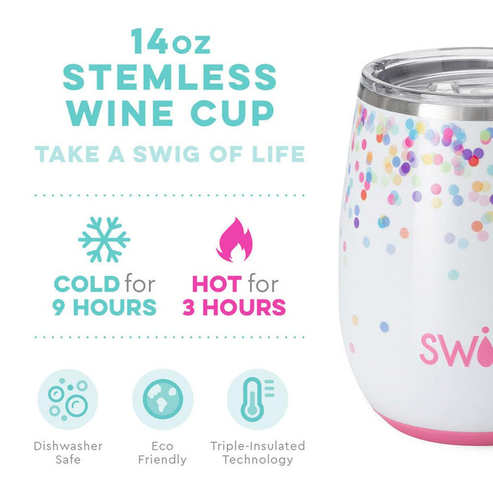 Holiday Swig Life Stemless Wine Glass with Slider Lid 14 oz