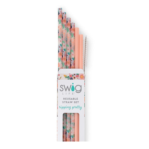 Swig : Full Bloom + Coral Reusable Straw Set - Swig : Full Bloom + Coral Reusable Straw Set