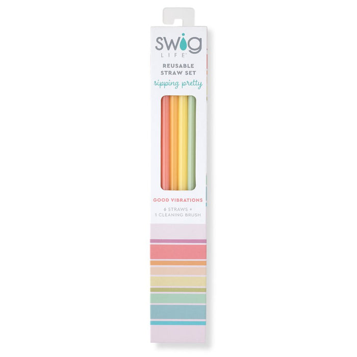 Swig : Good Vibrations Rainbow Reusable Straw Set - Swig : Good Vibrations Rainbow Reusable Straw Set