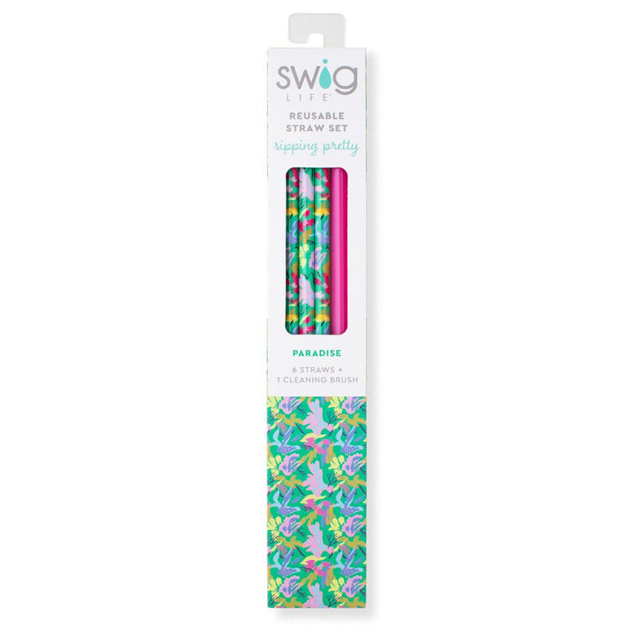 Swig : Paradise + Hot Pink Reusable Straw Set - Swig : Paradise + Hot Pink Reusable Straw Set