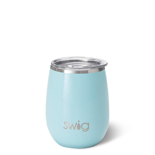 Swig : Shimmer Aquamarine Stemless Wine Cup (14oz)