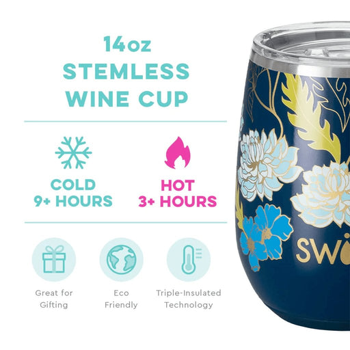 Swig : Water Lily Stemless Wine Cup (14oz) -