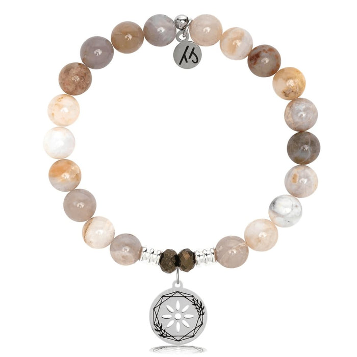 T. Jazelle : Australian Agate Stone Bracelet with Thank You Sterling Silver Charm -