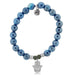 T. Jazelle : Blue Agate Stone Bracelet with Hamsa Sterling Silver Charm -