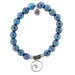 T. Jazelle : Blue Agate Stone Bracelet with Wave Sterling Silver Charm -