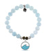 T. Jazelle : Blue Aquamarine Stone Bracelet with Deep as the Ocean Sterling Silver Charm -