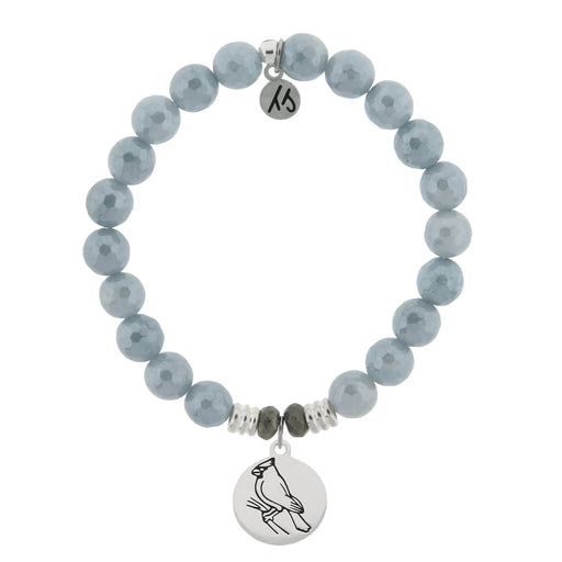 T. Jazelle : Blue Quartzite Stone Bracelet with Cardinal Sterling Silver Charm Rated 5.0 stars -