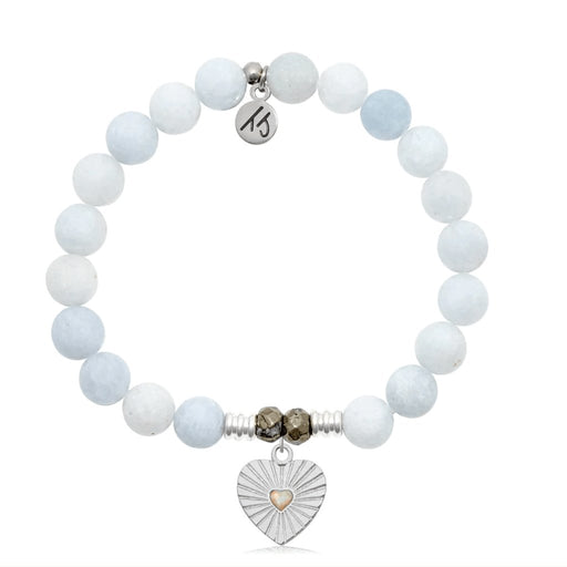 T. Jazelle : Celestine Stone Bracelet with Heart Opal Sterling Silver Charm -