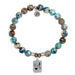 T. Jazelle : Earth Jasper Stone Bracelet with Moon and Back Sterling Silver Charm -