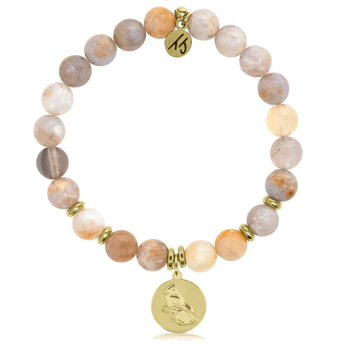 T. Jazelle : Gold Collection - Australian Agate Stone Bracelet with Cardinal Gold Charm - T. Jazelle : Gold Collection - Australian Agate Stone Bracelet with Cardinal Gold Charm - Annies Hallmark and Gretchens Hallmark, Sister Stores