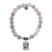 T. Jazelle : Mauve Jade Stone Bracelet with Moon and Back Sterling Silver Charm -