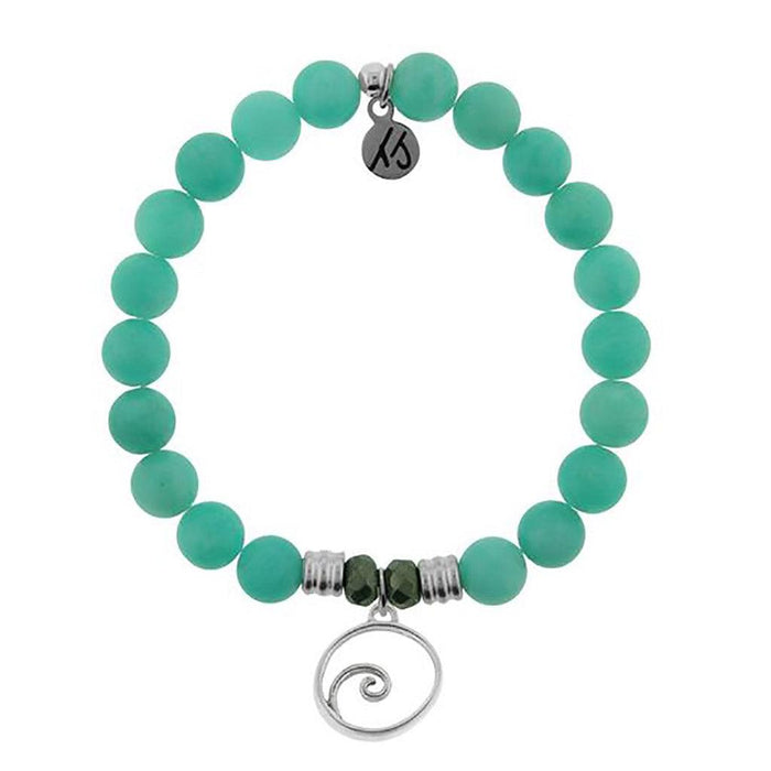 T. Jazelle : Peruvian Amazonite Stone Bracelet with Wave Sterling Silver Charm -