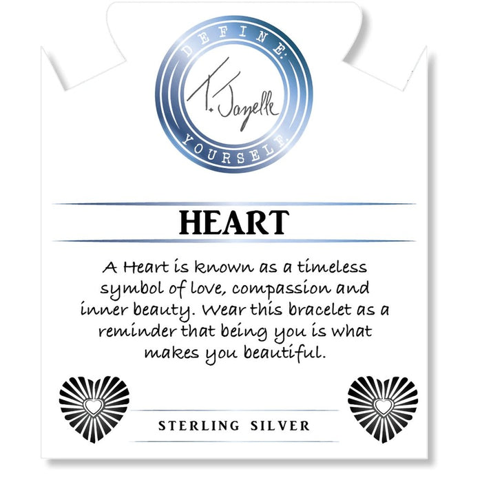 T. Jazelle : Pink Jade Stone Bracelet with Heart Opal Sterling Silver Charm -