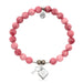 T. Jazelle : Pink Jade Stone Bracelet with Key to my Heart Sterling Silver Charm -