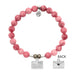 T. Jazelle : Pink Jade Stone Bracelet with Love Letter Sterling Silver Charm -