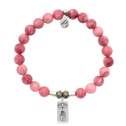 T. Jazelle : Pink Jade Stone Bracelet with New Beginnings Sterling Silver Charm - T. Jazelle : Pink Jade Stone Bracelet with New Beginnings Sterling Silver Charm