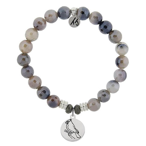 T. Jazelle : Storm Agate Stone Bracelet with Cardinal Sterling Silver Charm -