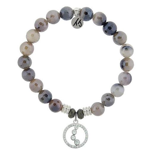 T. Jazelle : Storm Agate Stone Bracelet with One Step At A Time Sterling Silver Charm - T. Jazelle : Storm Agate Stone Bracelet with One Step At A Time Sterling Silver Charm - Annies Hallmark and Gretchens Hallmark, Sister Stores