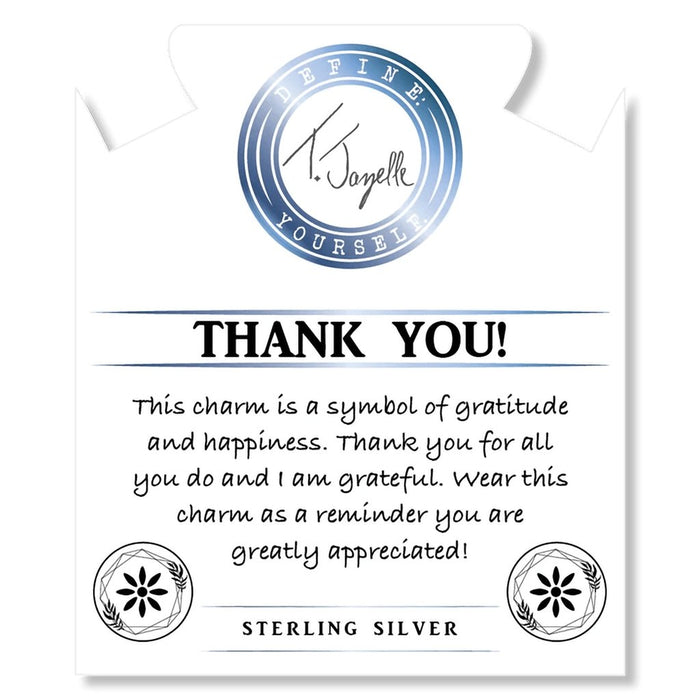 T. Jazelle : Terahertz Stone Bracelet with Thank You Sterling Silver Charm -