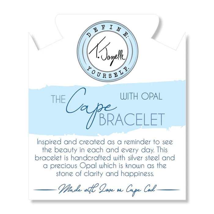 T. Jazelle : The Cape Bracelet - Silver Steel with Black Opal Ball -