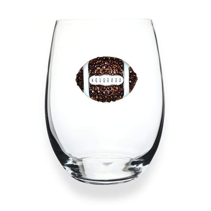 The Queens' Jewels : Football Jeweled Glassware Stemless Wineglass - The Queens' Jewels : Football Jeweled Glassware Stemless Wineglass