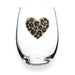 The Queens' Jewels : Leopard Heart Jeweled Stemless Wineglass -