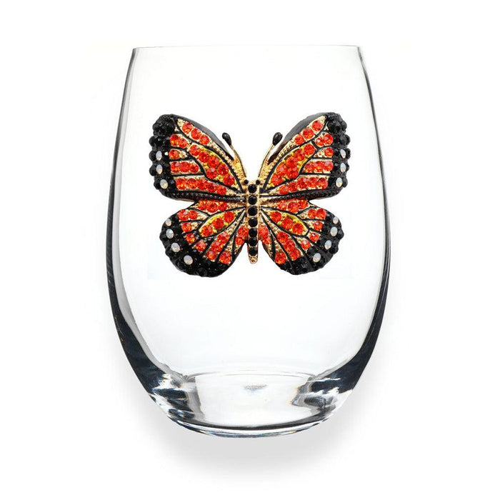 The Queens' Jewels : Monarch Butterfly Jeweled Stemless Wineglass -