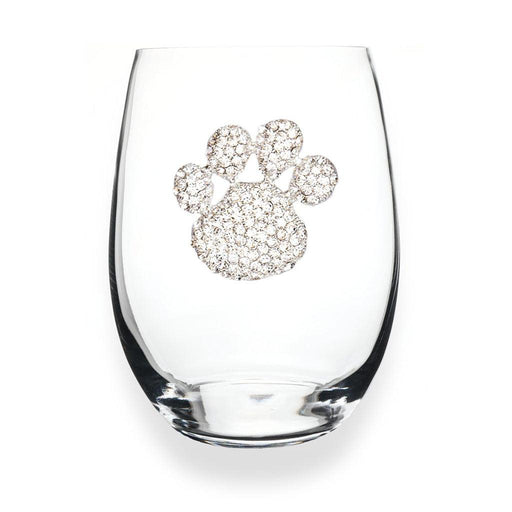 The Queens' Jewels : Paw Print Jeweled Stemless Wineglass -