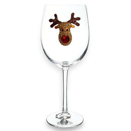 The Queens' Jewels : Rudolph Red Nose Reindeer Jeweled Wine Glass - The Queens' Jewels : Rudolph Red Nose Reindeer Jeweled Wine Glass - Annies Hallmark and Gretchens Hallmark, Sister Stores