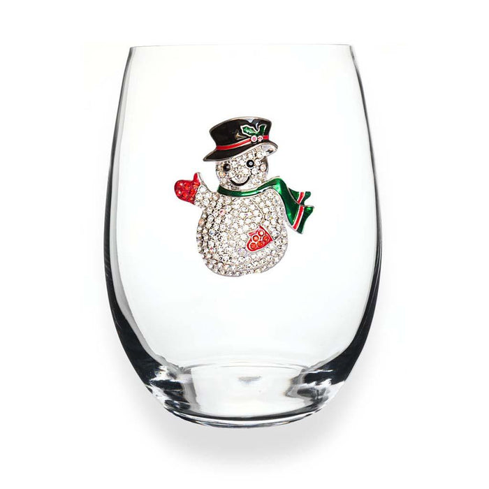 The Queens' Jewels : Snowman Jeweled Stemless Wineglass - The Queens' Jewels : Snowman Jeweled Stemless Wineglass - Annies Hallmark and Gretchens Hallmark, Sister Stores