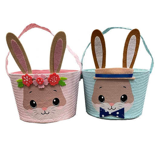 Two's Company : Cute as a Bunny Hand Crafted Easter Basket -Assorted 1 at random - Two's Company : Cute as a Bunny Hand Crafted Easter Basket -Assorted 1 at random