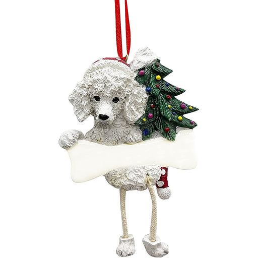 White Poodle Dangling Leg Ornament - White Poodle Dangling Leg Ornament