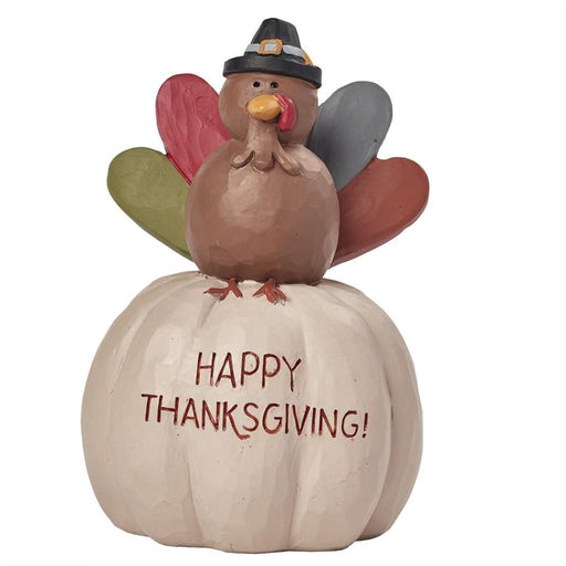 White Pumpkin With Turkey - Happy Thanksgiving - White Pumpkin With Turkey - Happy Thanksgiving