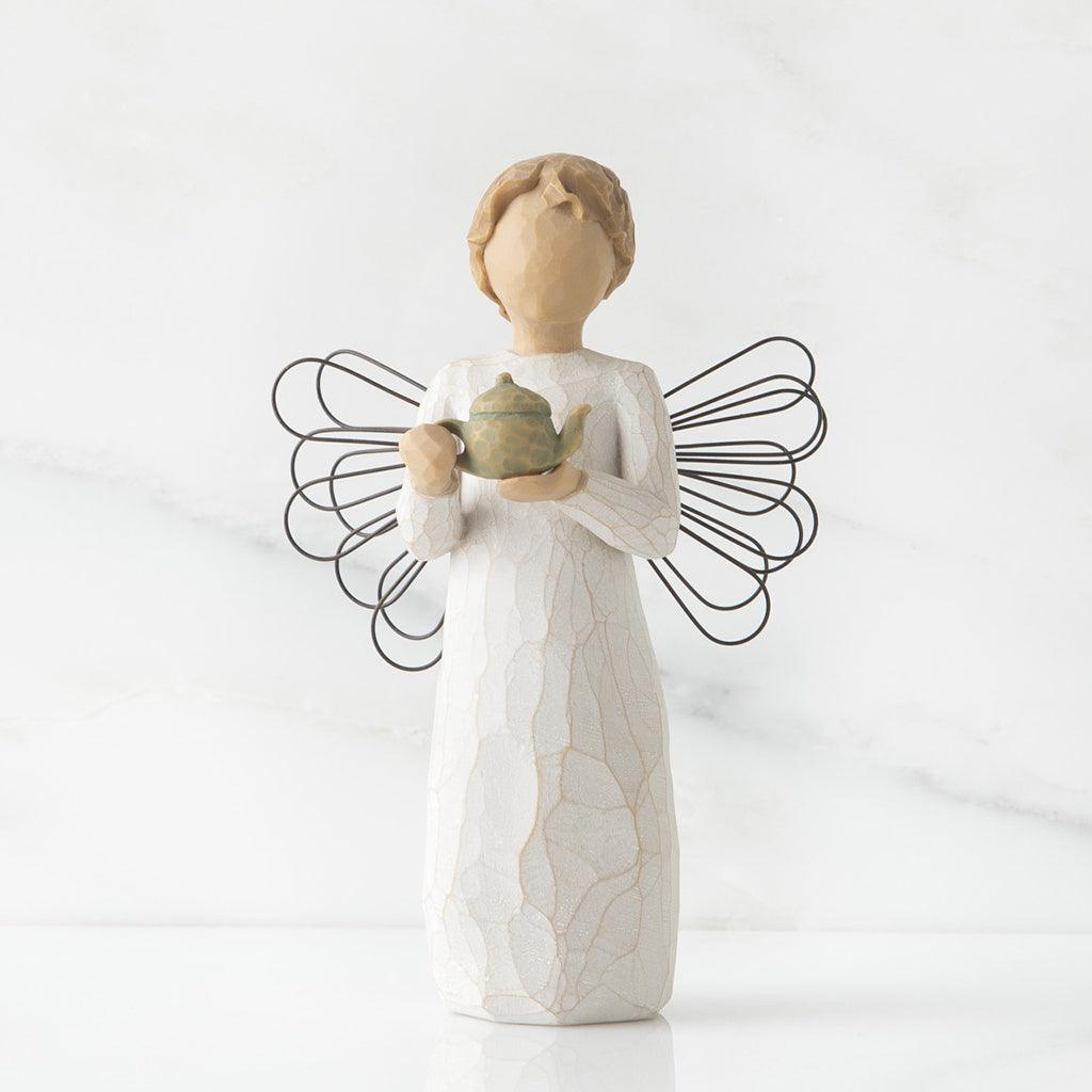  WAYUTO Ceramic Figurine of Angel with Halo Ceramic Angel  Sculptures Statues Ornaments Figurine Collectible Figurines(Light Blue) :  Home & Kitchen