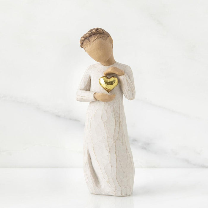 Willow Tree : Keepsake Girl With Gold Heart Figurine -