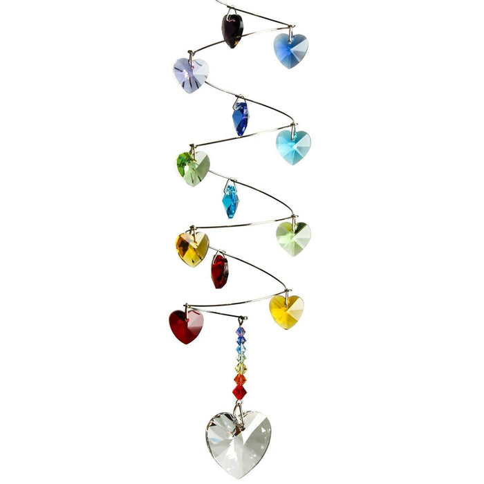 Woodstock Chimes : Crystal Spiral Suncatcher with Rainbow Hearts -